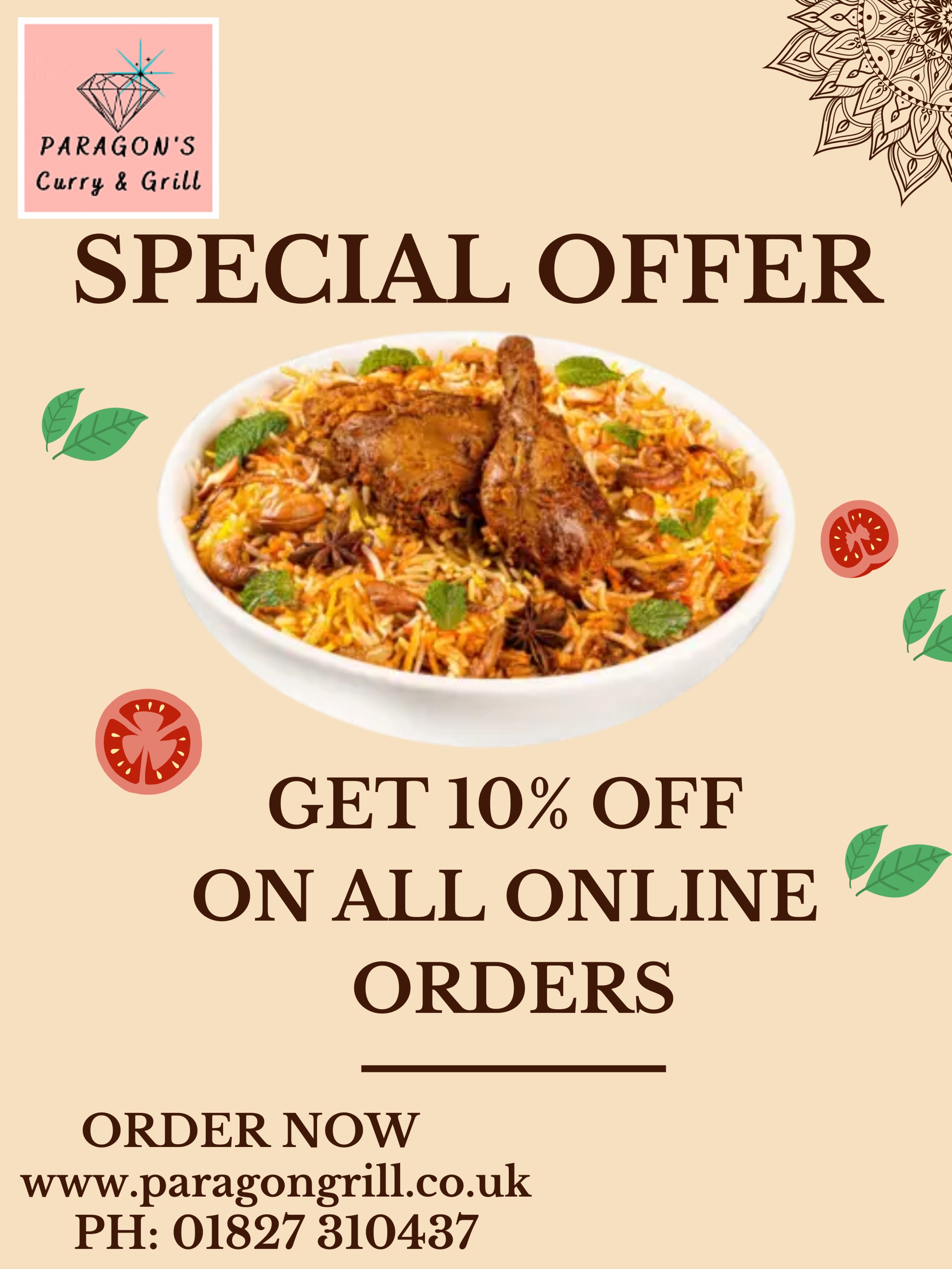 Paragon's Curry and Grill Tamworth Best Takeaway Deals/ Offers in Tamworth Order Online